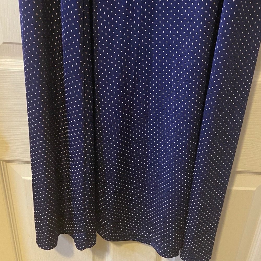 Elegant Navy Polka Dot Maxi Skirt - Picture 3 of 4